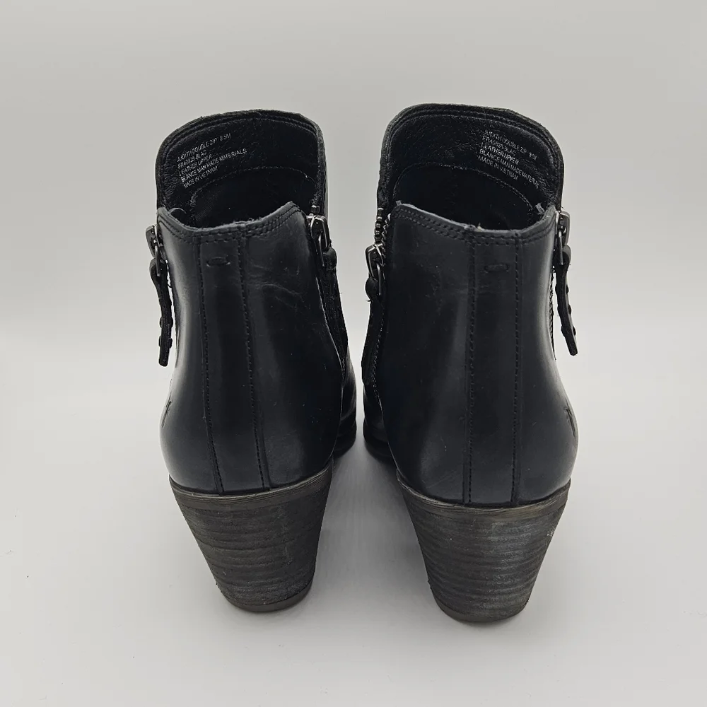 Frye Judith Double Zip black leather ankle boots size 8.5